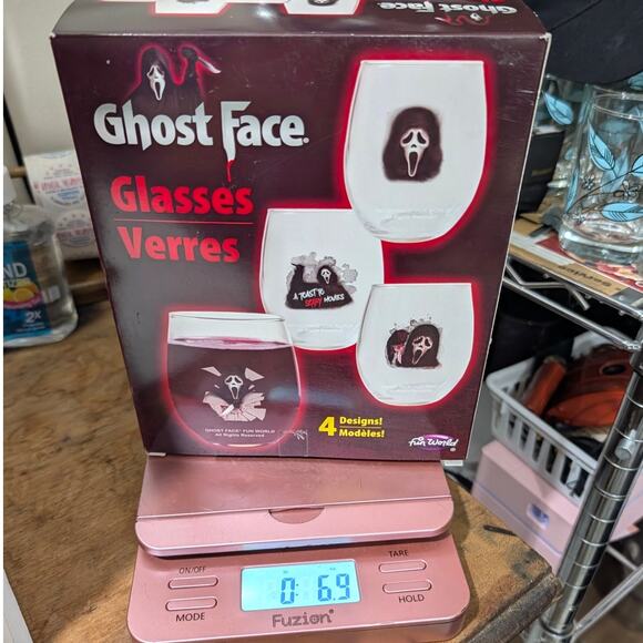Set of 4 Scream Ghost Face Plastic Stemless Glasses 16 oz Collectible Halloween - Picture 7 of 7